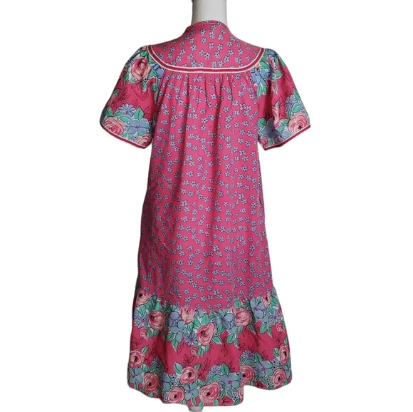 Vintage Kelly Reed Floral Print Patio Dress Sz M ? Pearl Snap Cottagecore Garden - Picture 3 of 14